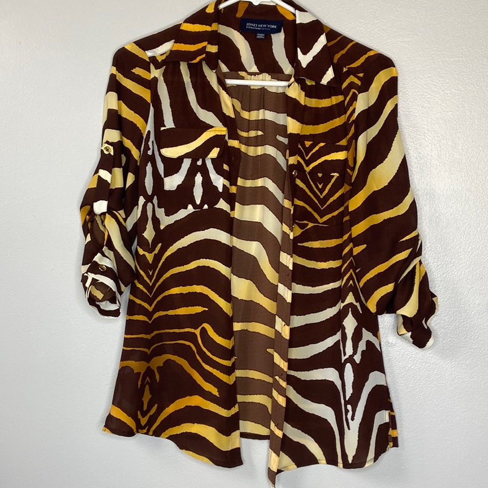 Animal print button up blouse